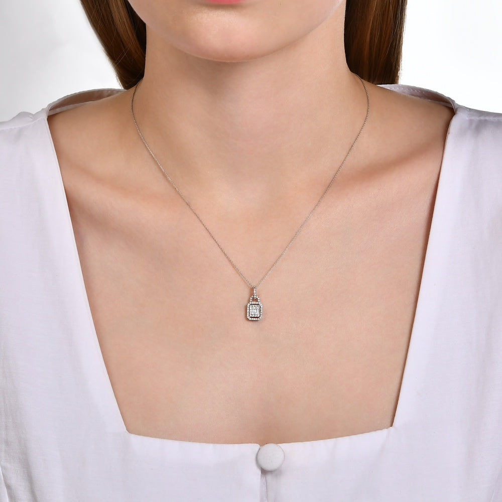 0.29 Karat Baget Pırlanta Kolye Beyaz Altın S171895