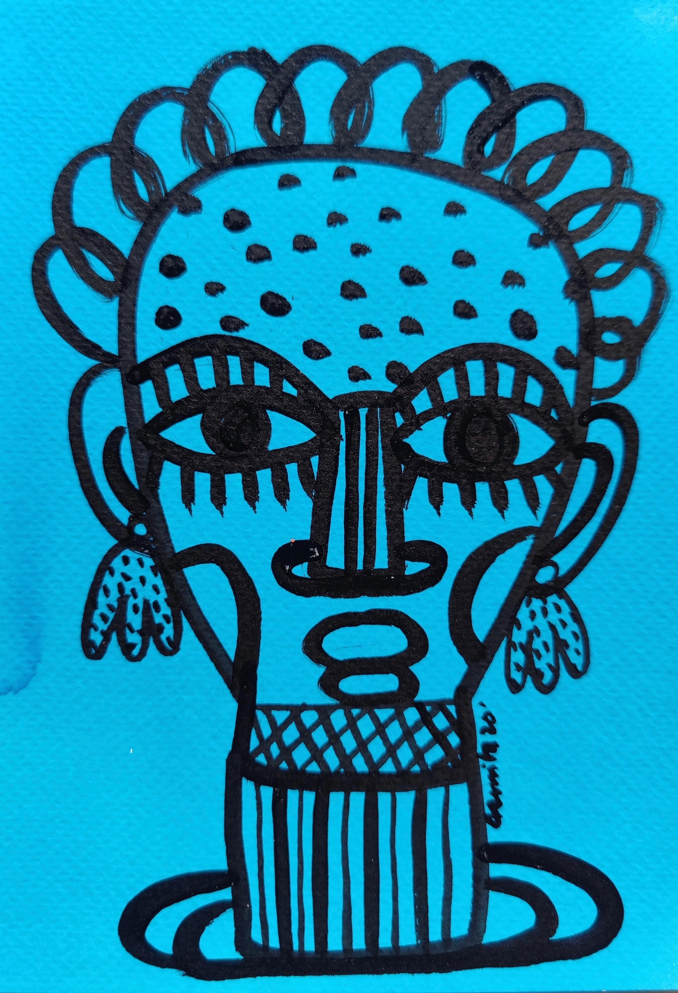 herd of sheep on road painting