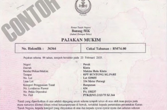 Proses Cara Tukar Nama Geran Tanah Atau Geran Rumah Kepada Anak