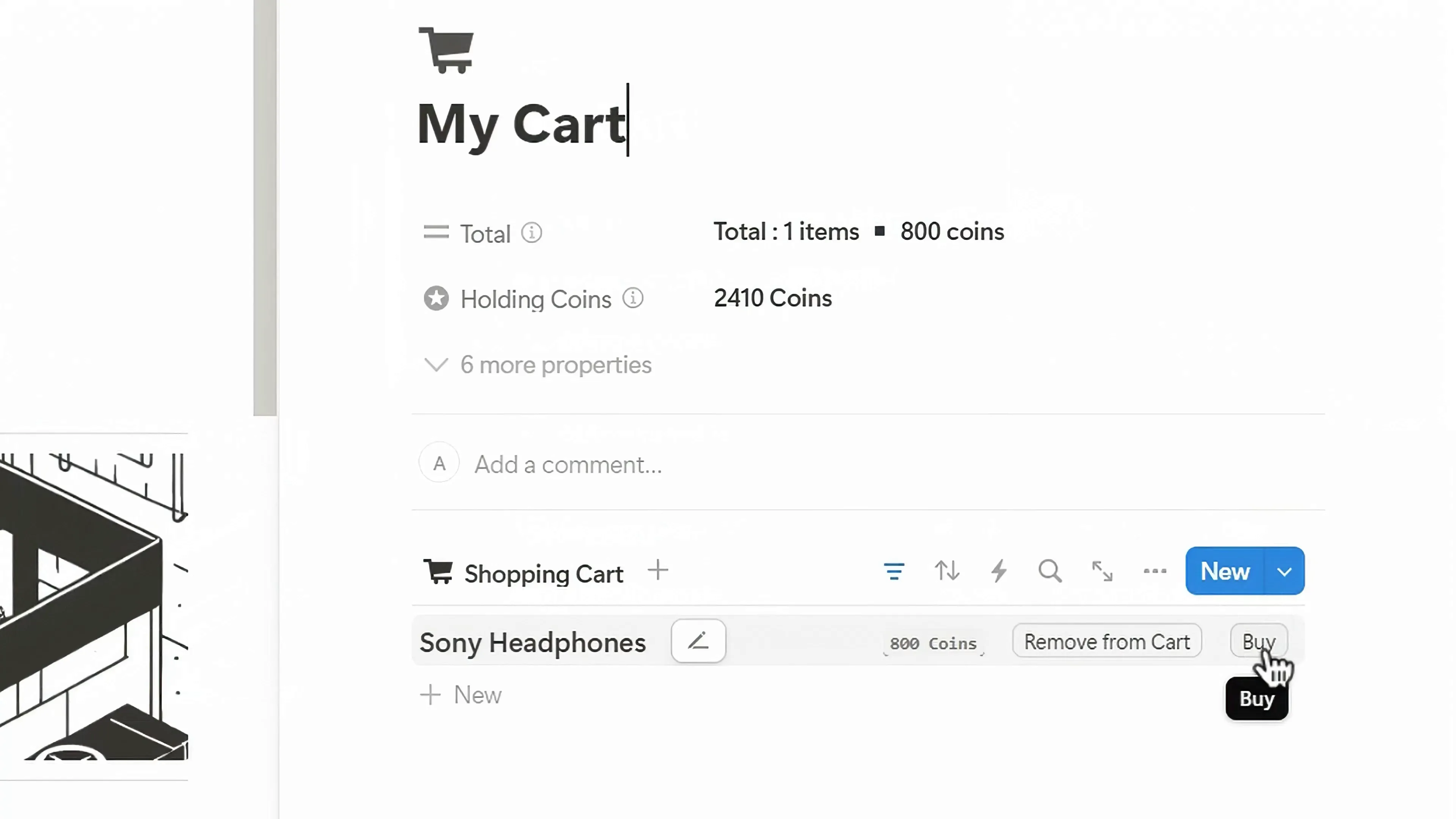 Life RPG shopping cart overview