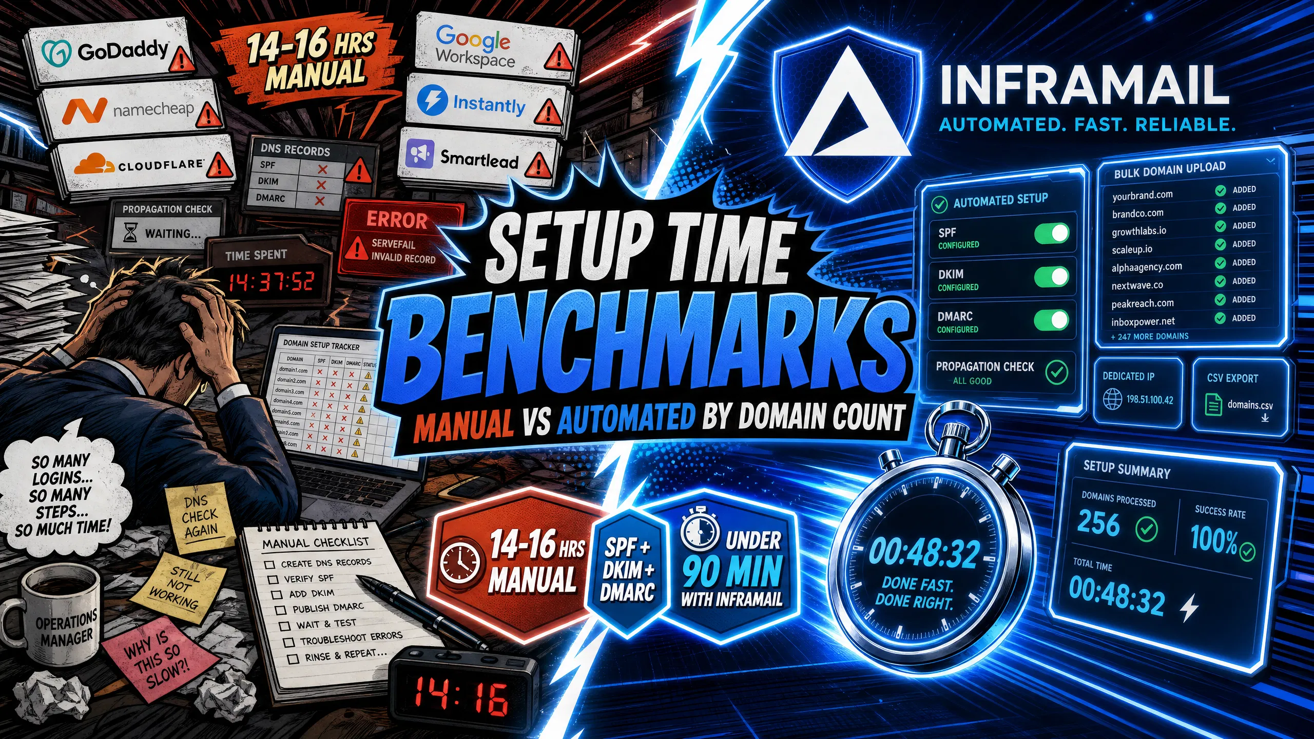 Cold Email Setup Time Benchmarks: Manual vs Automated by Domain Count