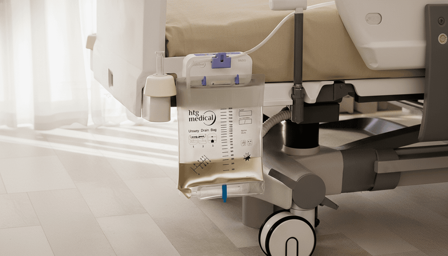 Urogram mounted on ICU bed - detail