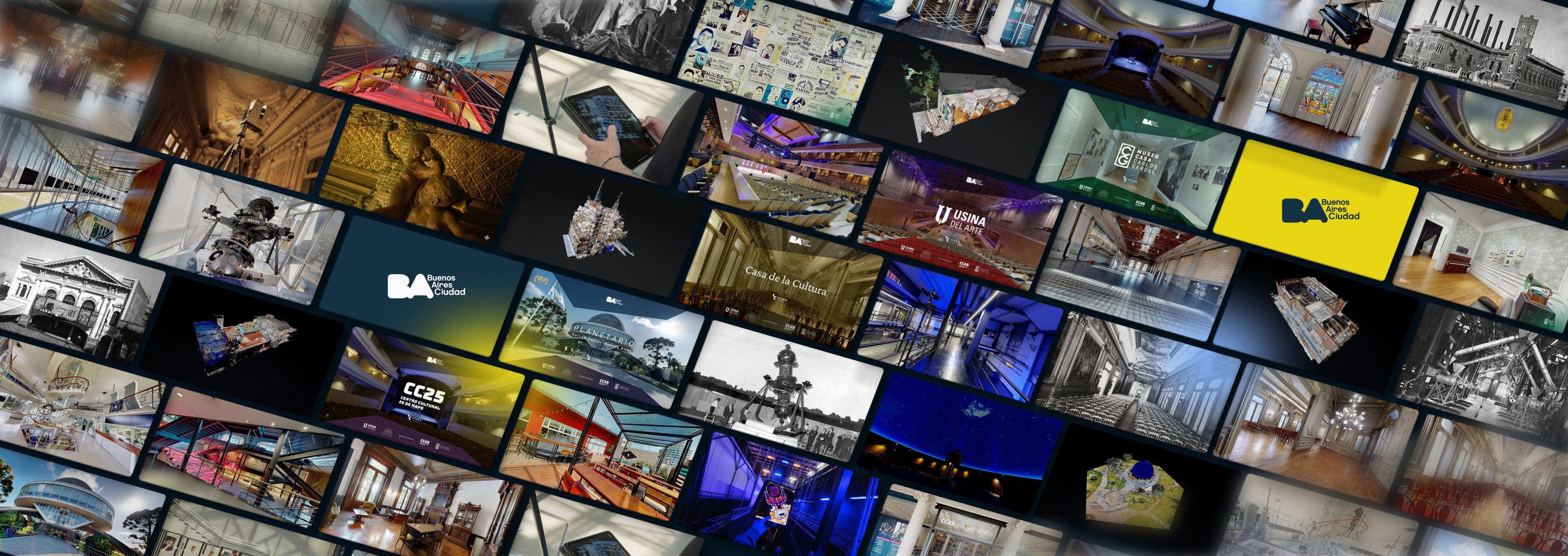 Hero image featuring a greyscaled communication platform on an abstract background.