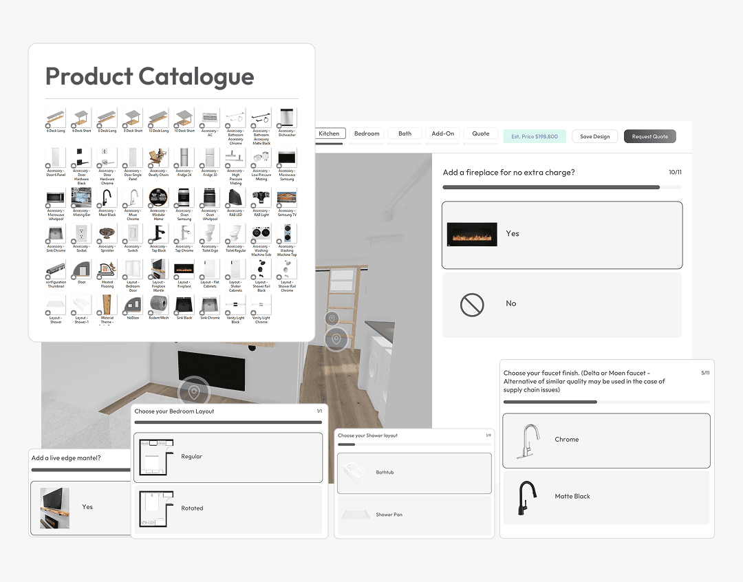 Integration example of product catalog for 3D configurator