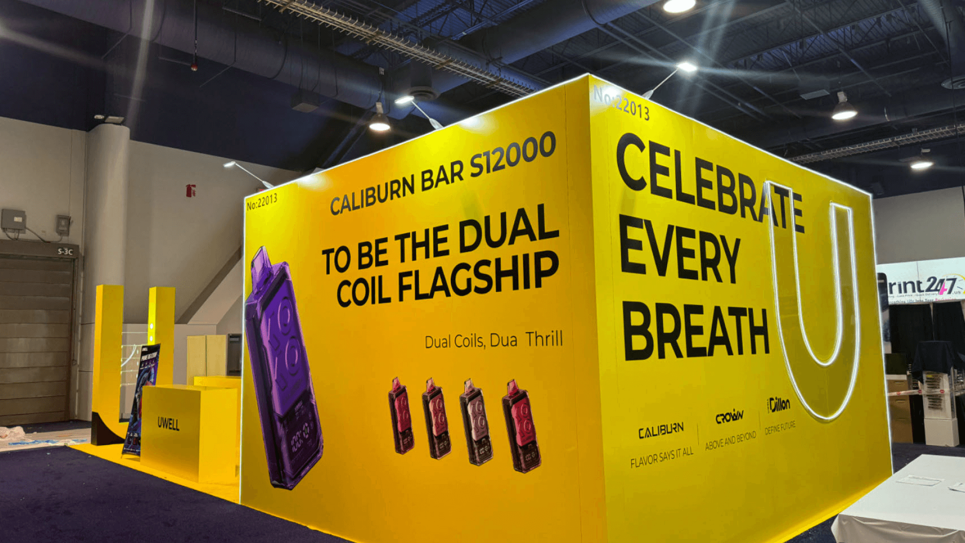 20x30 booth rental for CHAMPS with booth graphics, storage, and product display