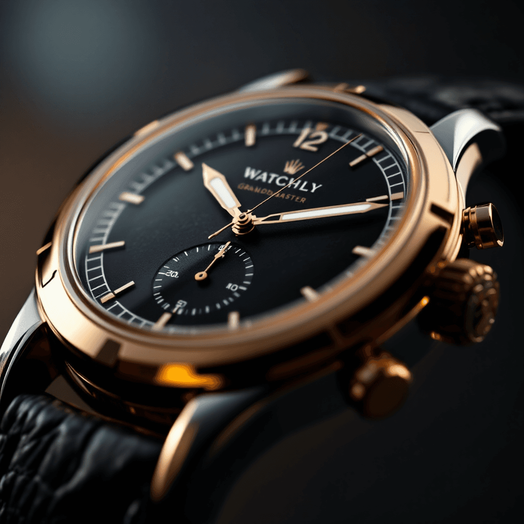 black mechanical dial with water droplets