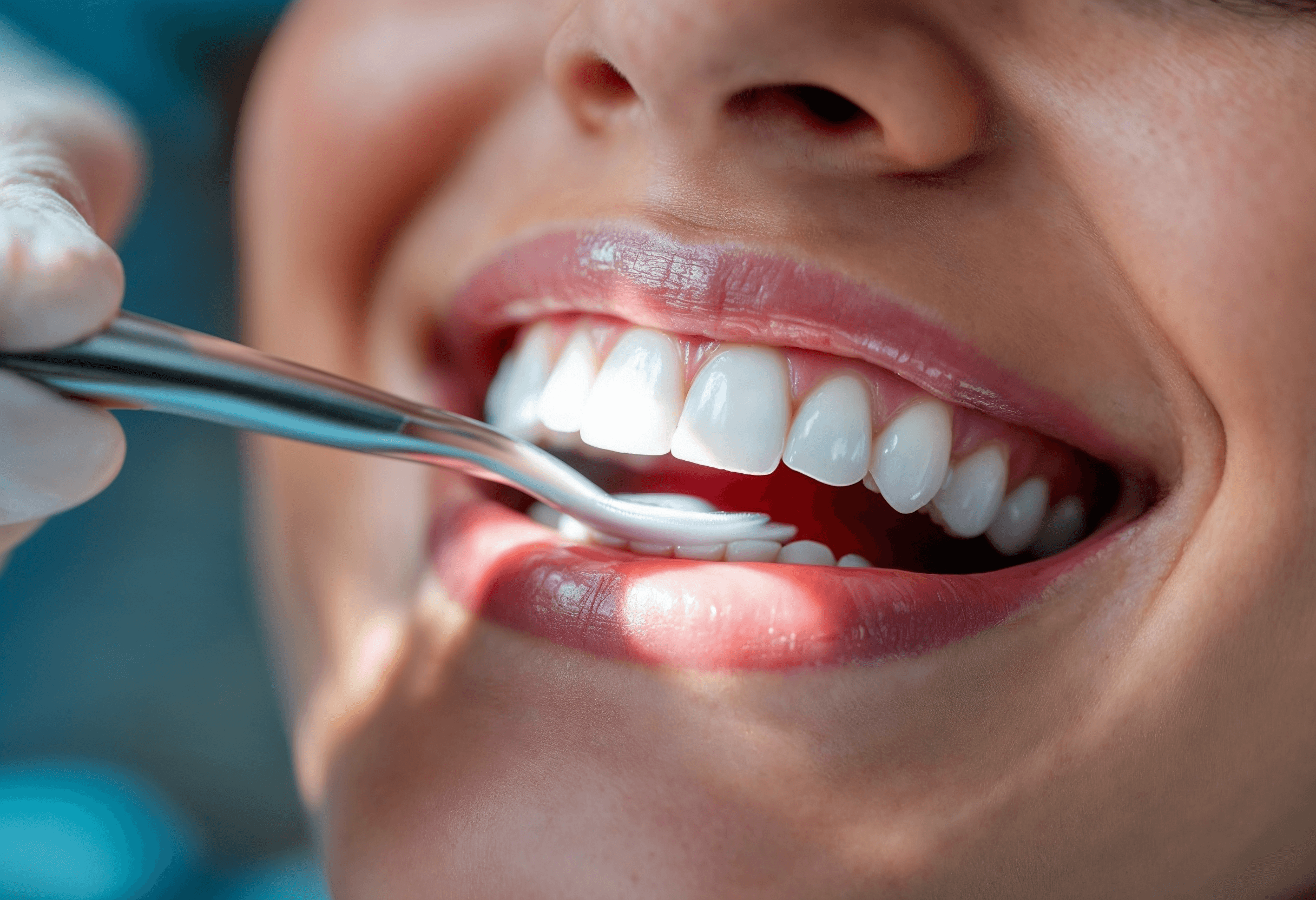 Man brushing his white teeth