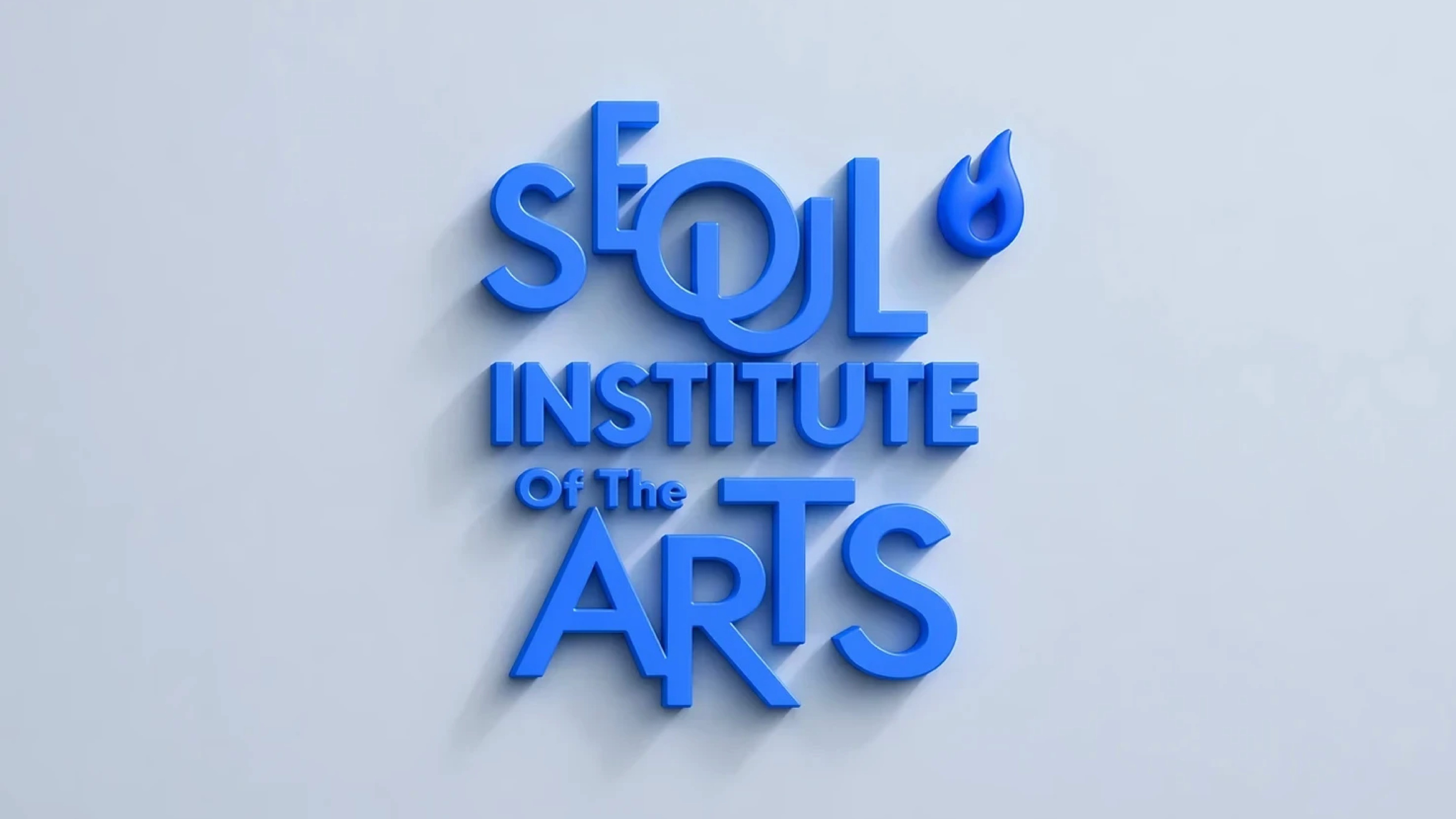 서울예대 영화과 입시 전형 총정리 - 서울예술대학교(Seoul Institute of the Arts) 3D 로고 이미지. 밝은 회색 배경에 파란색 입체 텍스트로 'SEOUL INSTITUTE of The ARTS'가 새겨져 있으며, 불꽃 아이콘이 함께 표현되어 있다.