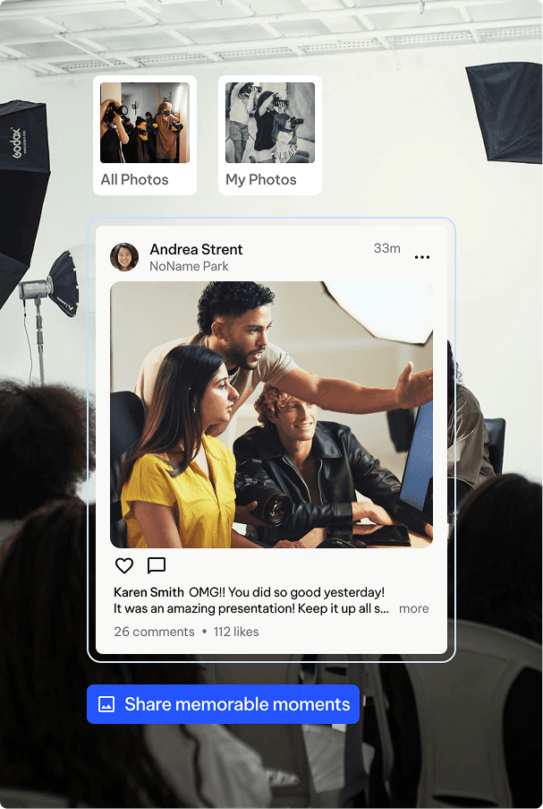 Image that showcases photos and videos the scheduling feature of TeamLinkt's mobile app