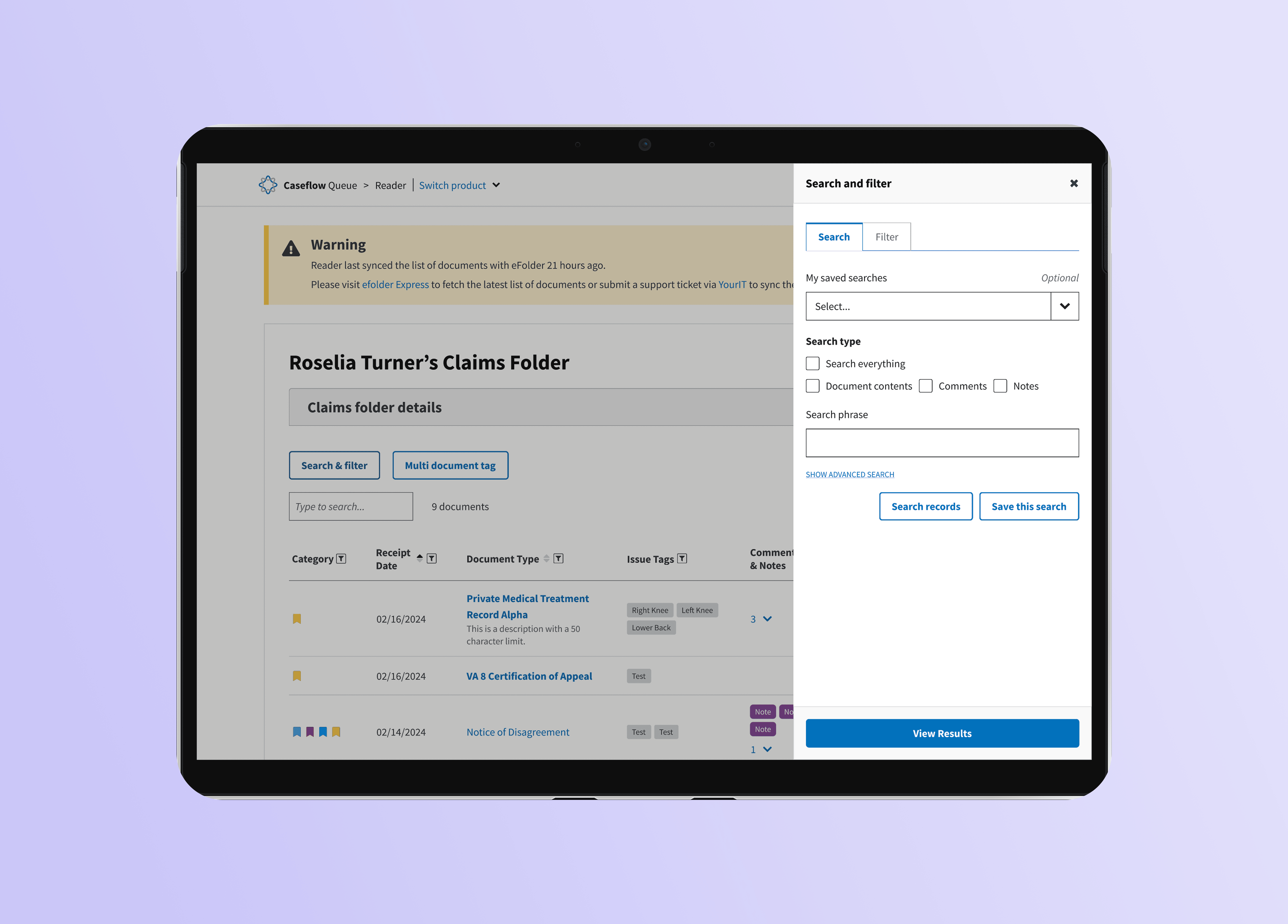 App Screen with open sidebar