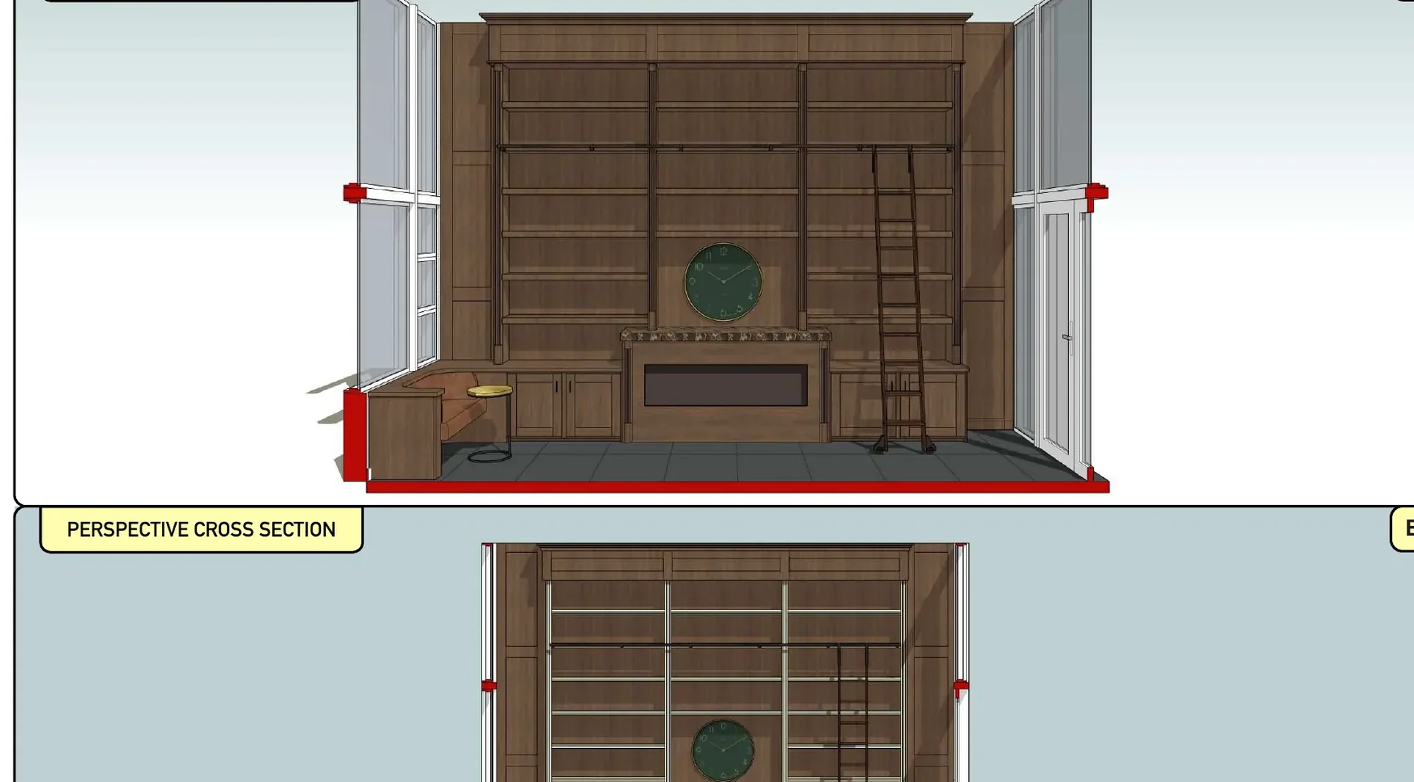 Fireplace Library Wall drawing sheet 4