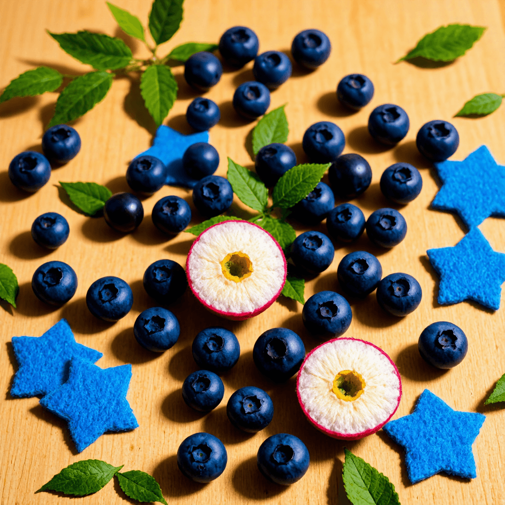 product photography of felt blueberry shapes