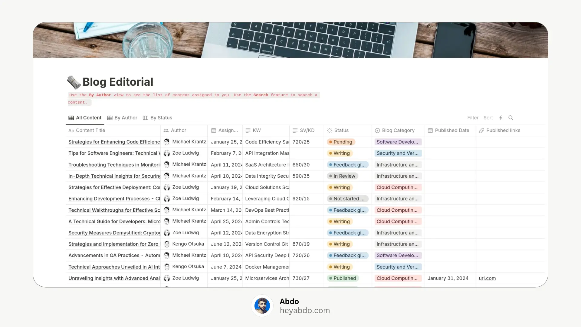 notion blog Template