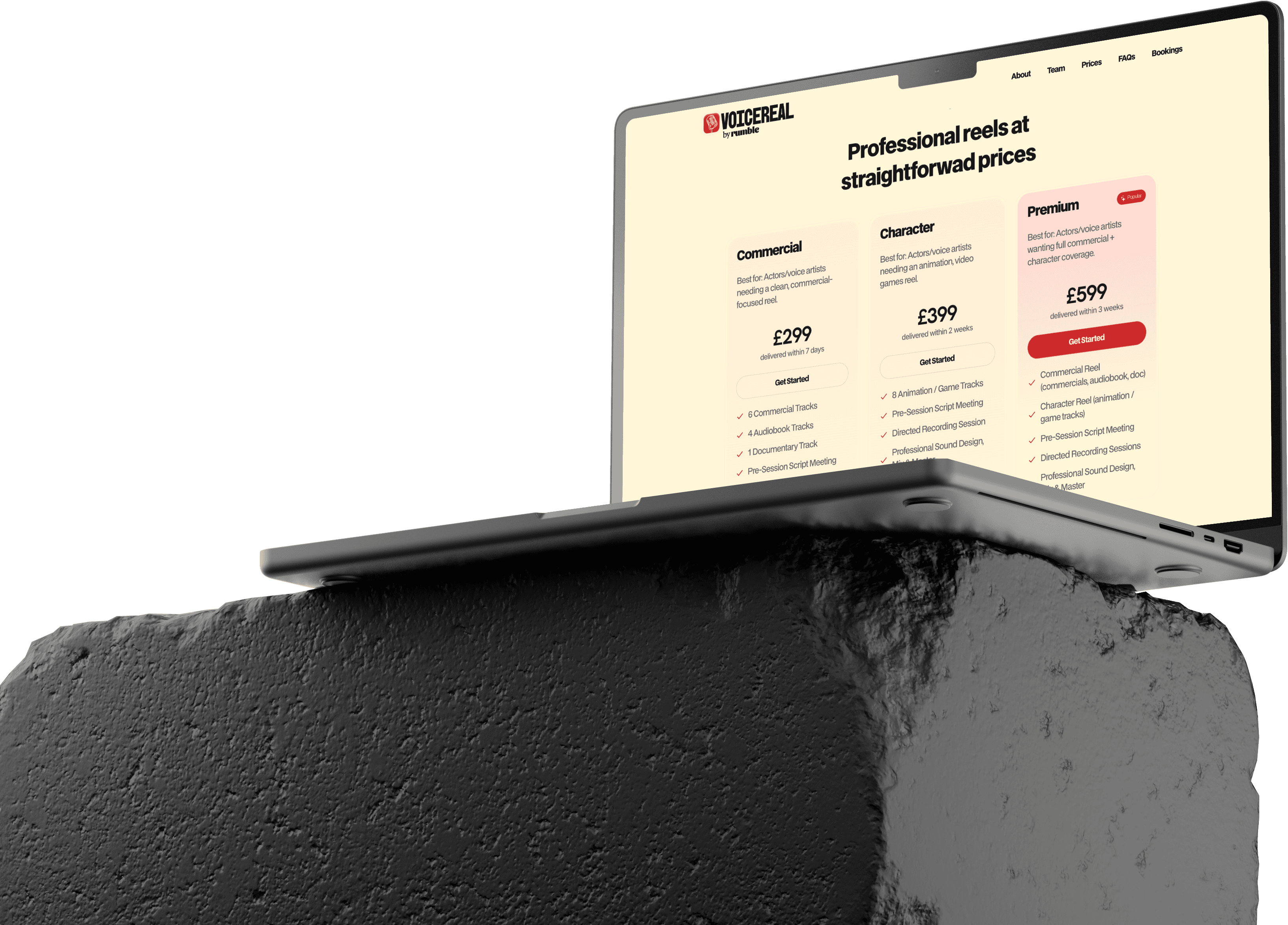 Price page conveys packages with absolute clarity whilst drawing the customer towards the Premium option.