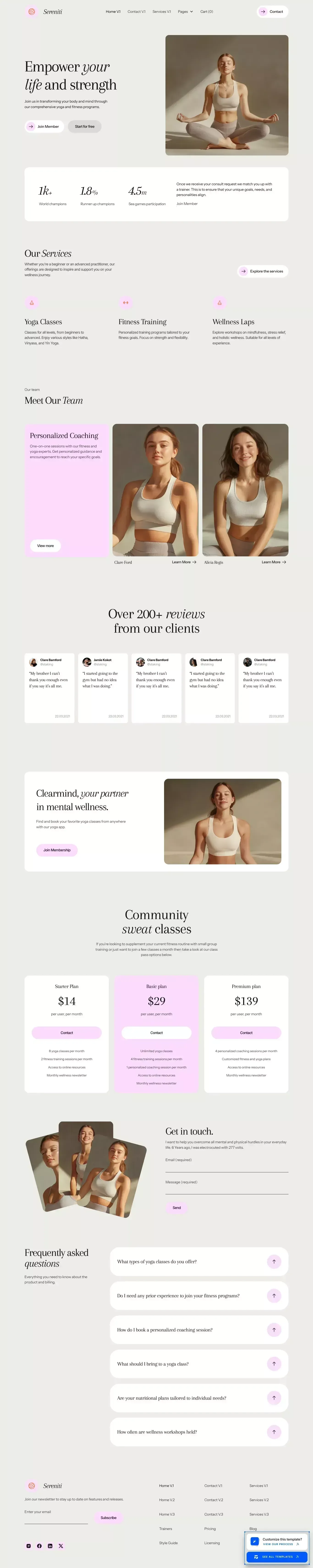 Sereniti – Webflow Ecommerce website tem landing page screenshot showcasing Health & Fitness design