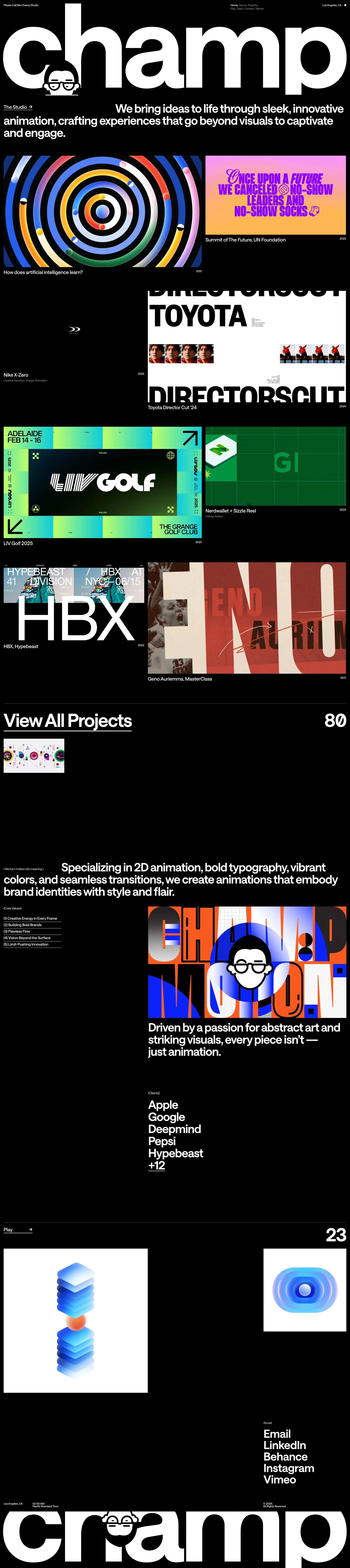 Motion Designer portfolio page screenshot showcasing Advertising and Design design