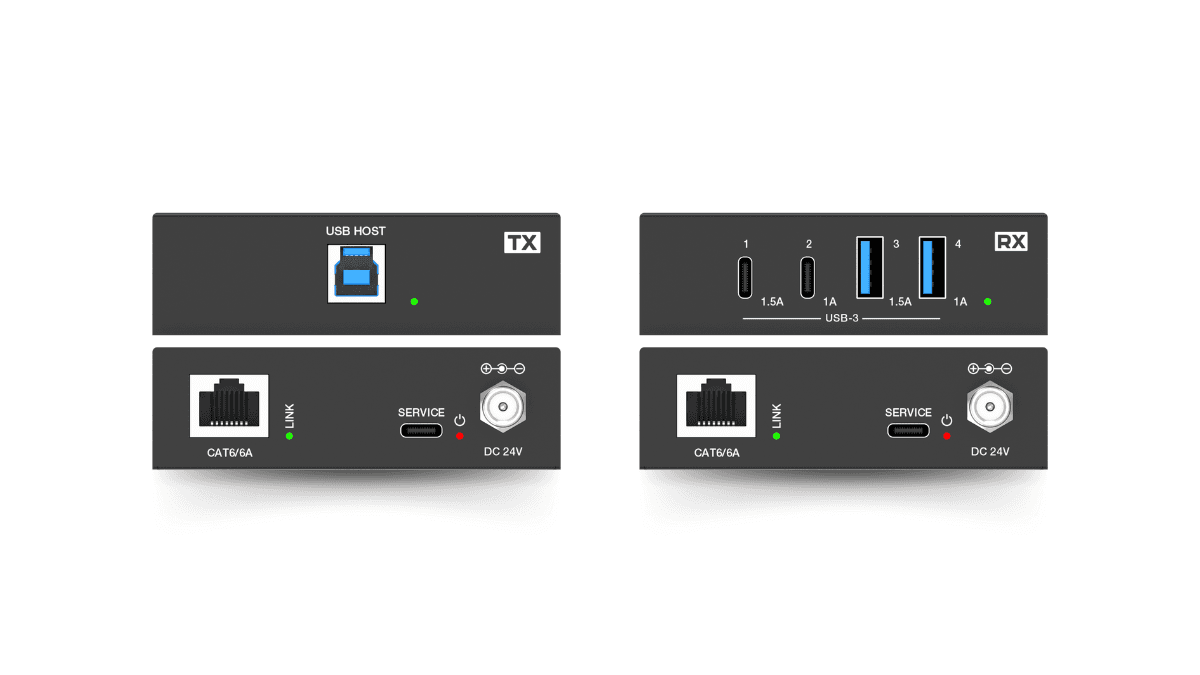 TX and RX USB extenders with ports