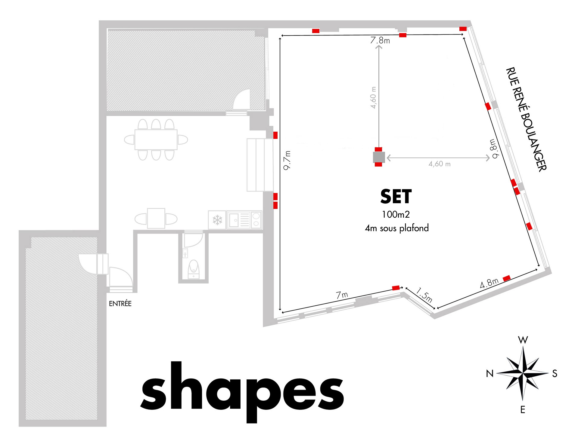 Plan détaillé du Studio Shapes