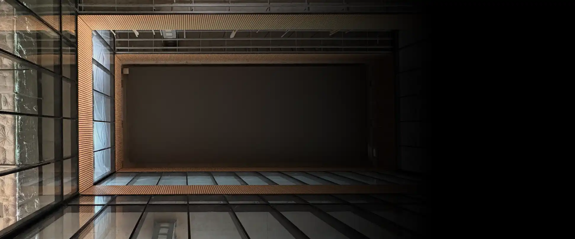 Large-format LED display integrated into an architectural interior