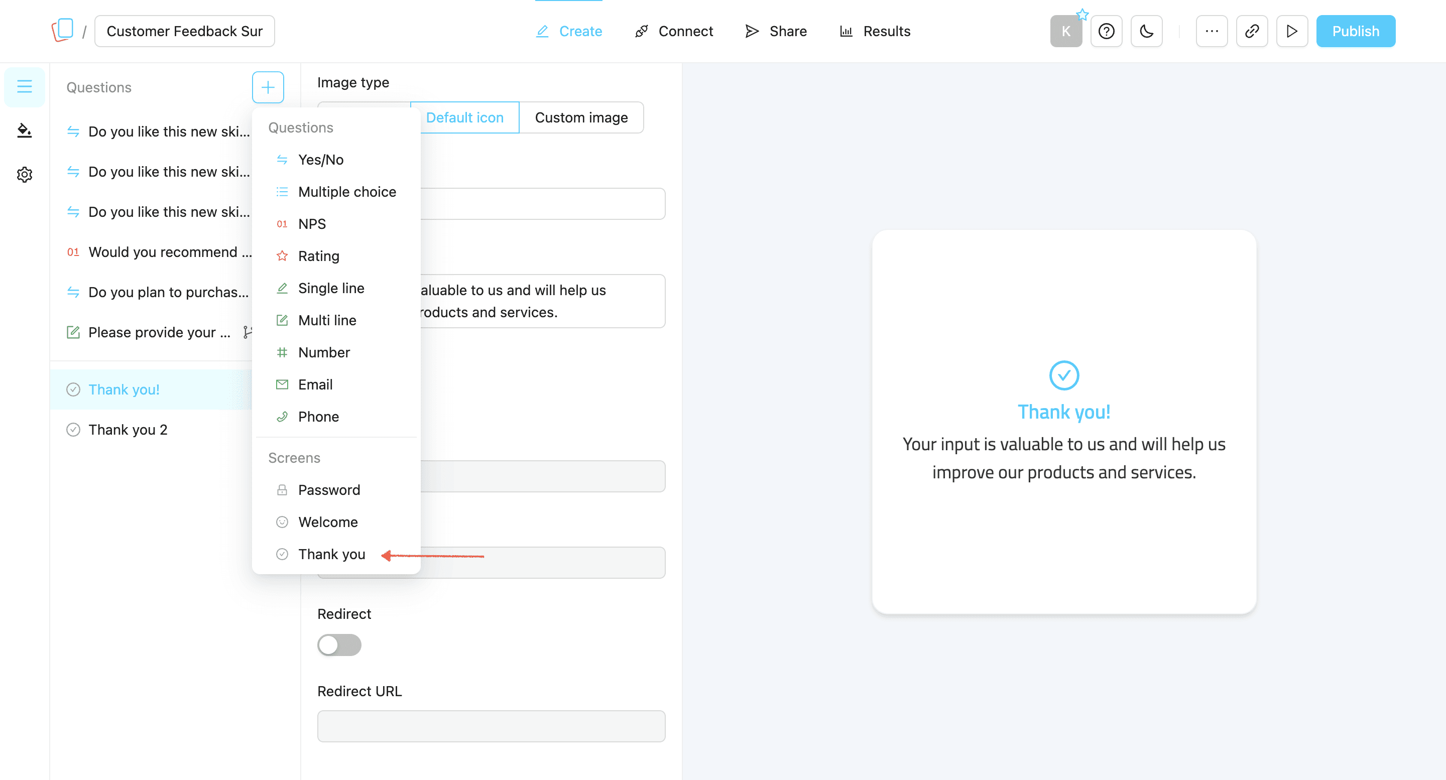 Add a Thank You screen