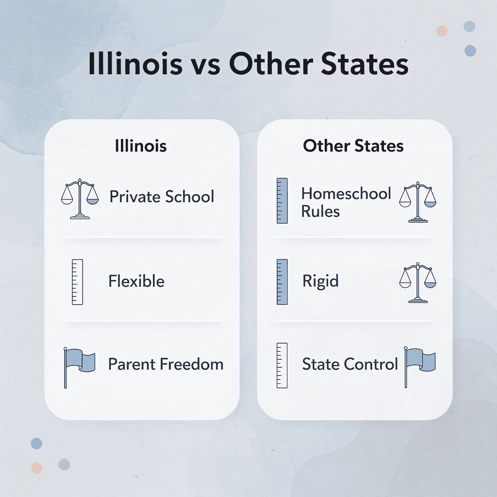  Comparison of Illinois homeschool approach versus other states