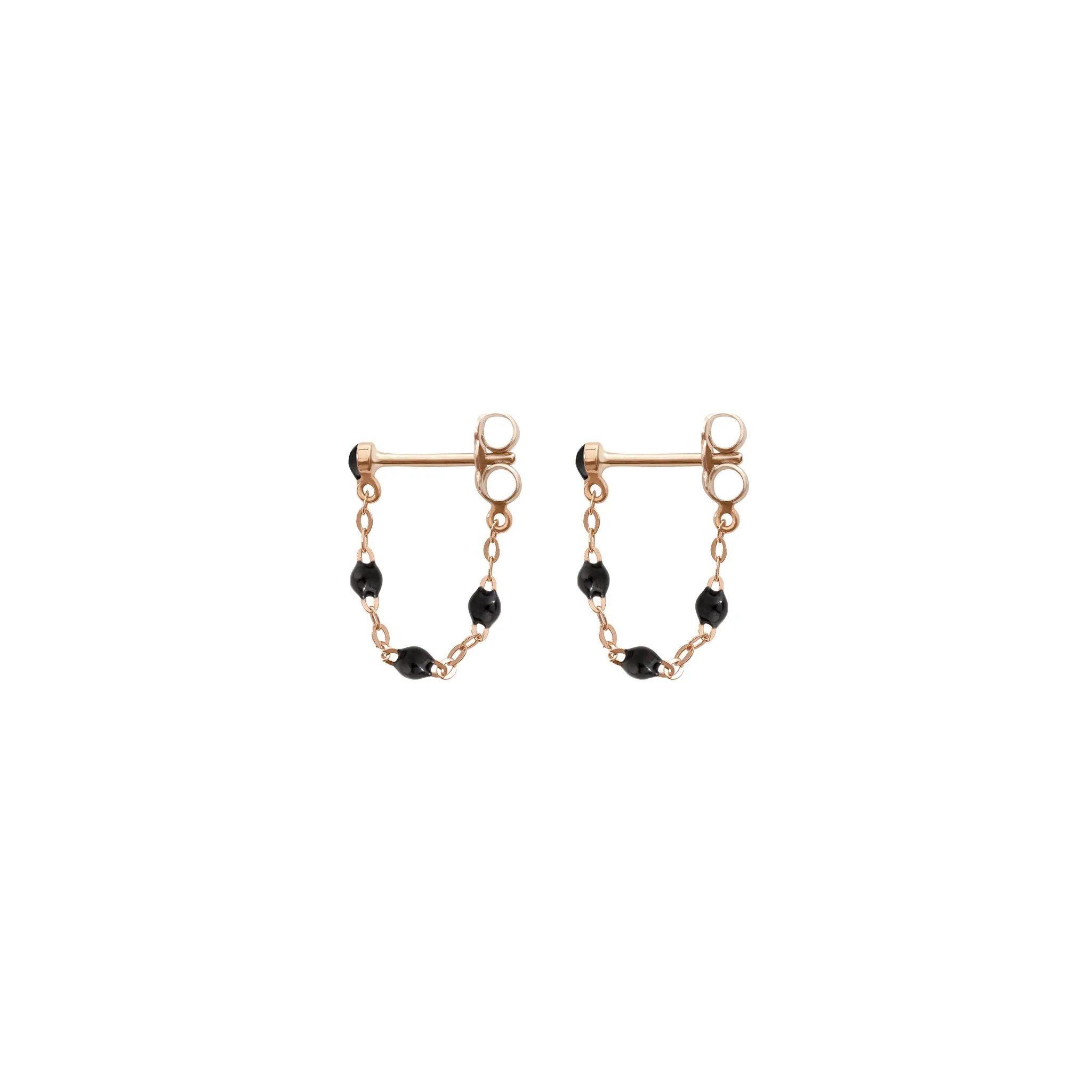 Boucles d'oreilles noire Classique Gigi, or rose