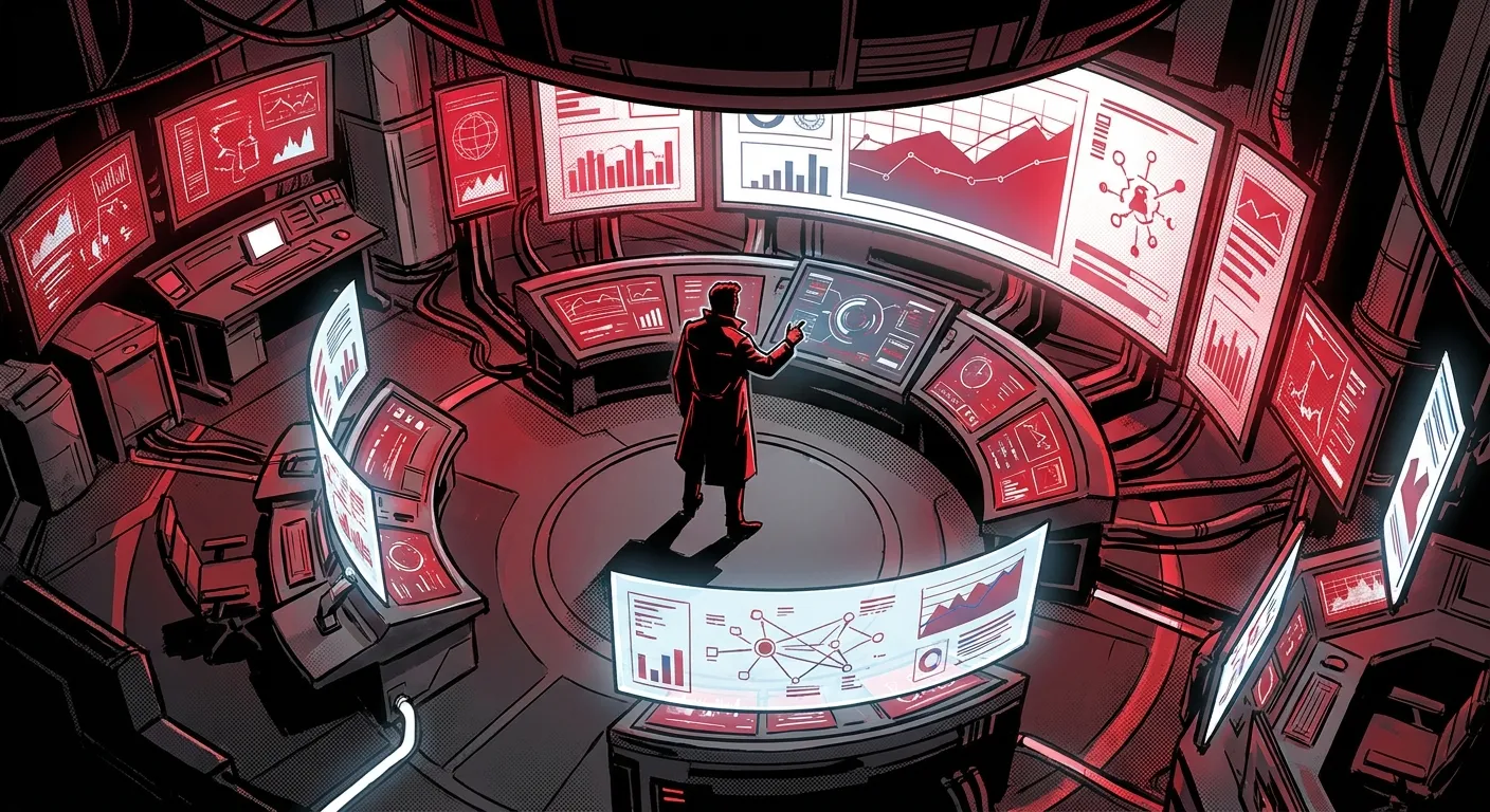 Person in a futuristic command center at RockN' Socials Digital Marketing Agency.