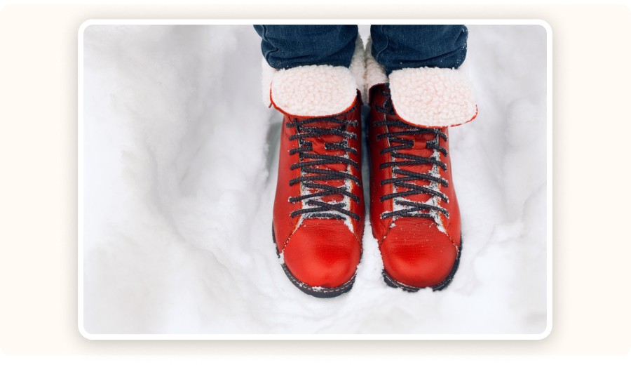 Red fur-lined winter boots