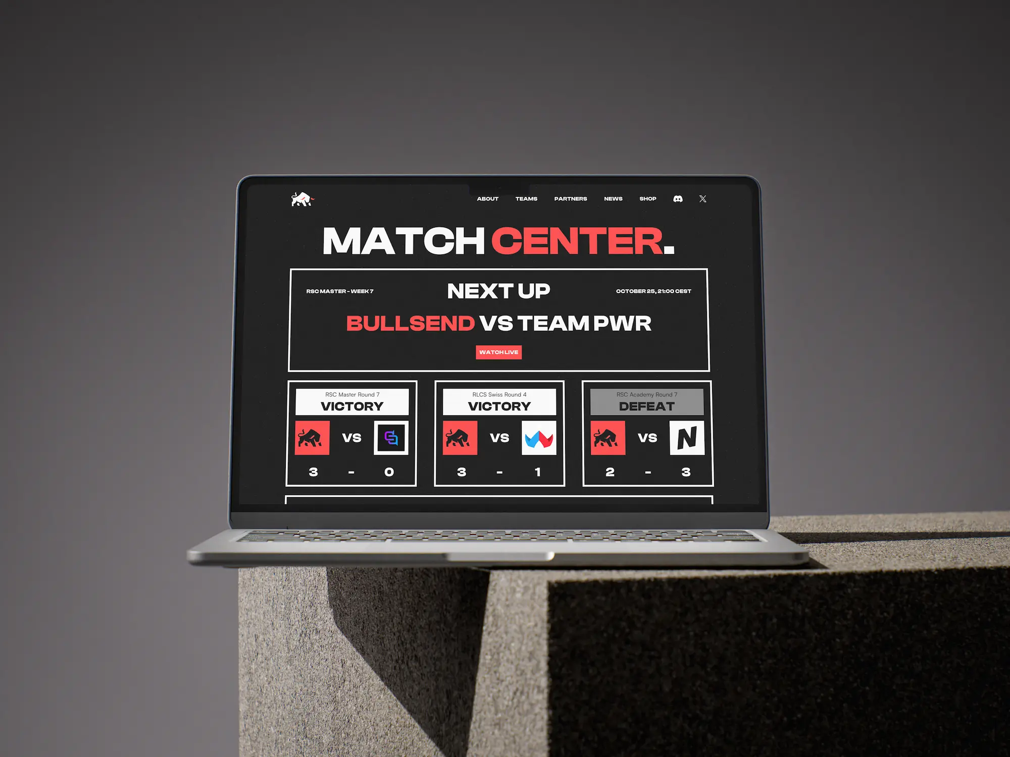 BULLSEND Match Center Mockup