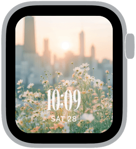 spring in lincoln park Apple Watch face preview 4 featuring stylized colors and artwork.