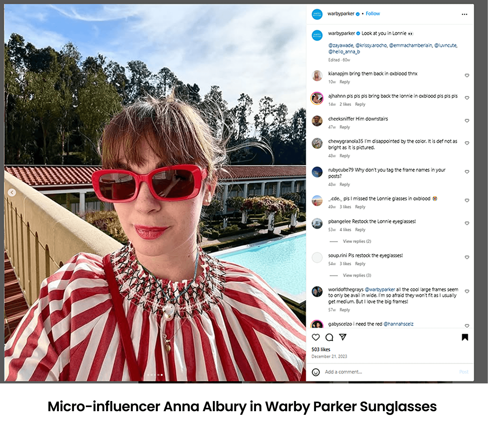 Micro-influencer Anna Albury in Warby Parker Sunglasses