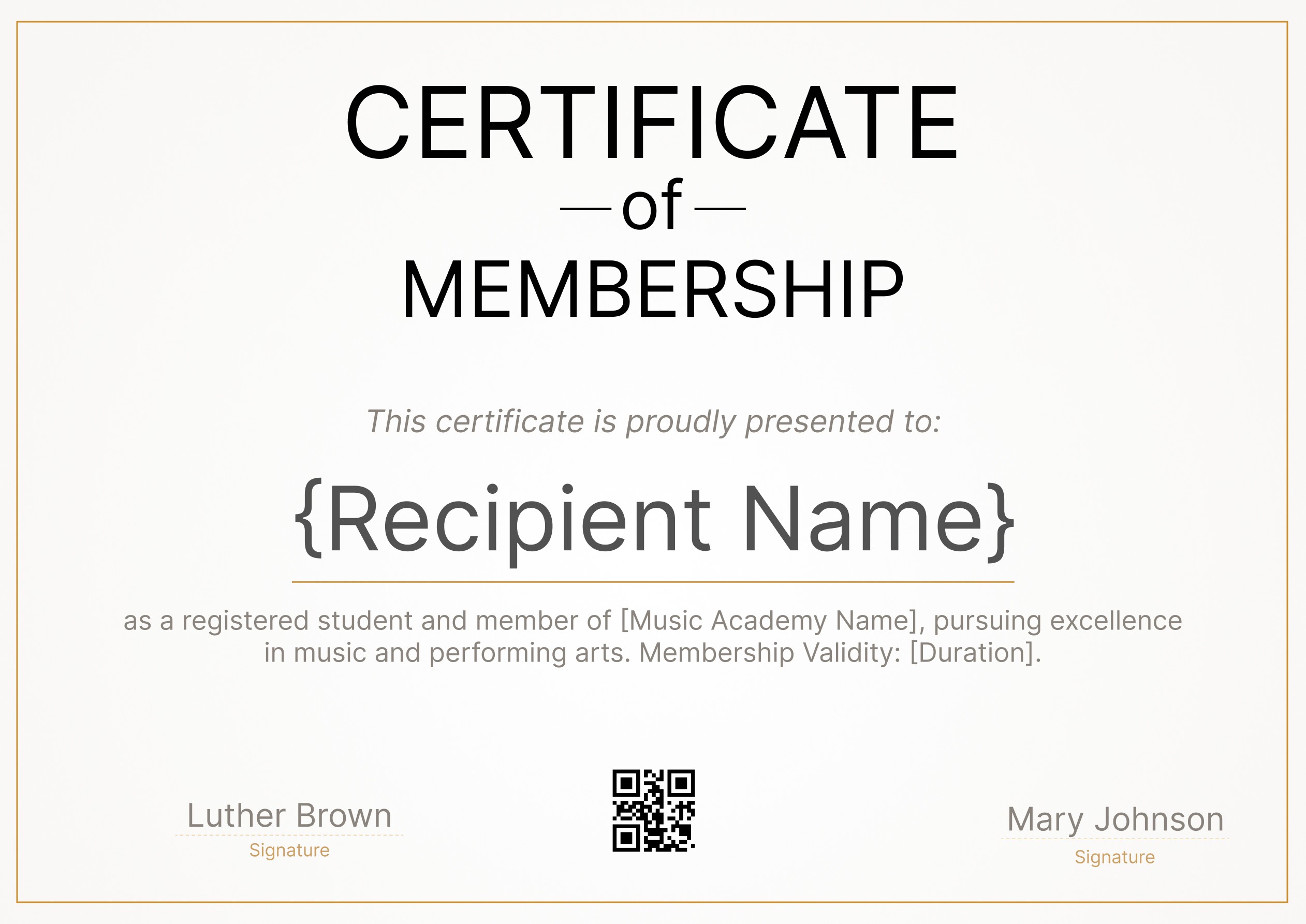 Wauld - Simple and formal certificate of membership template
