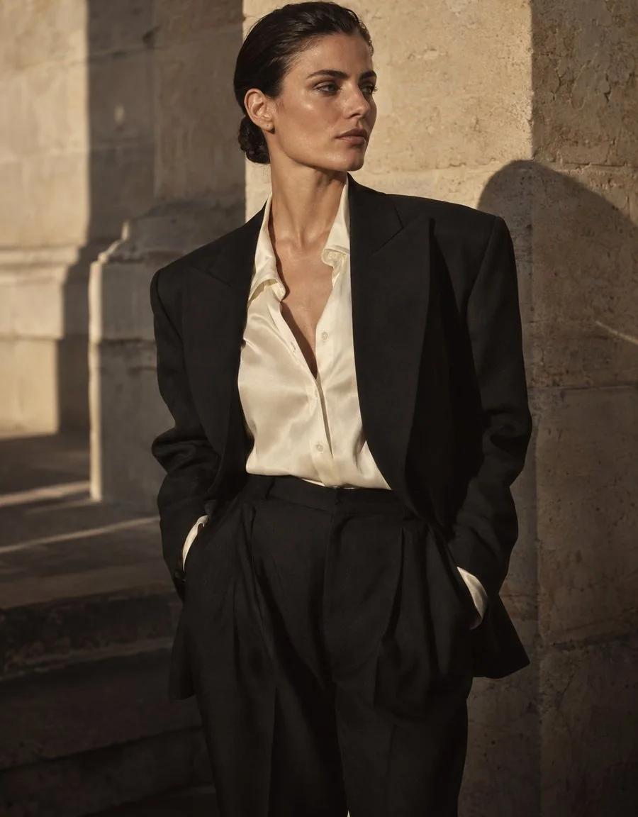 A studio portrait from a fashion campaign