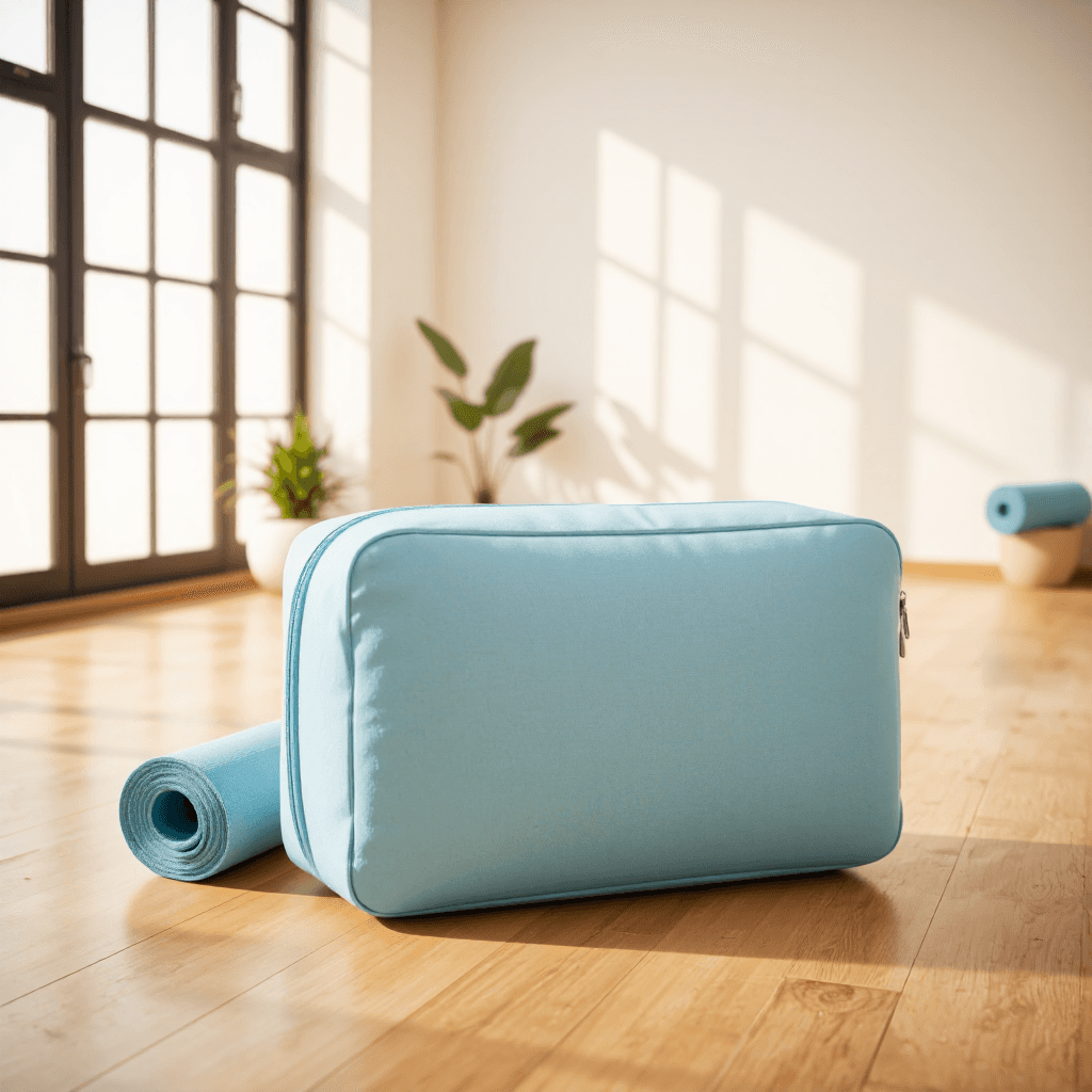 product photography of a zippered case for yoga accessories