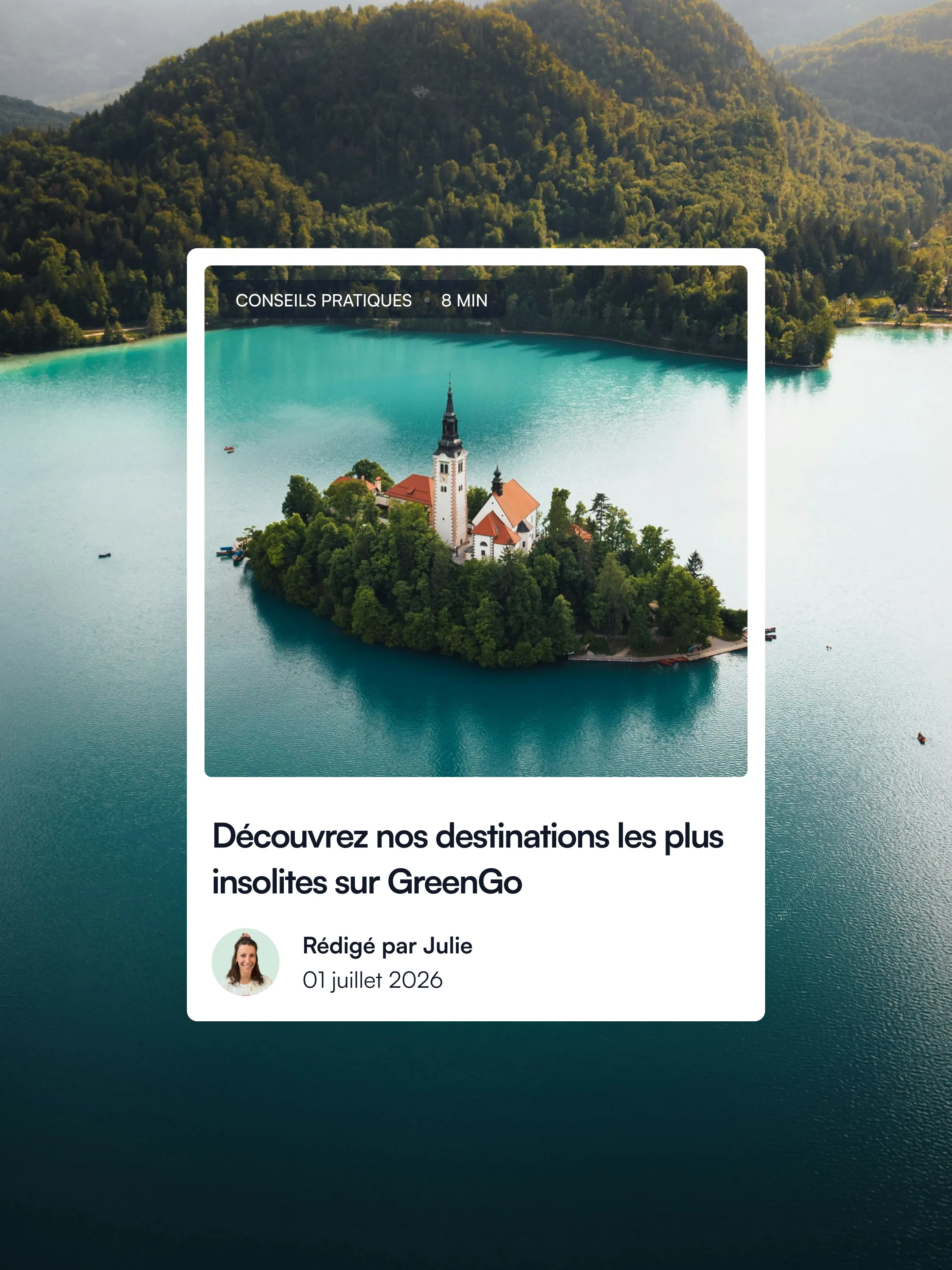 Carte éditoriale GreenGo présentant une sélection de destinations insolites