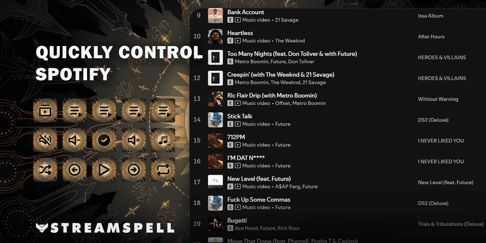 Golden celestial artwork gives the Sun Spotify controls a coordinated visual theme — official product preview