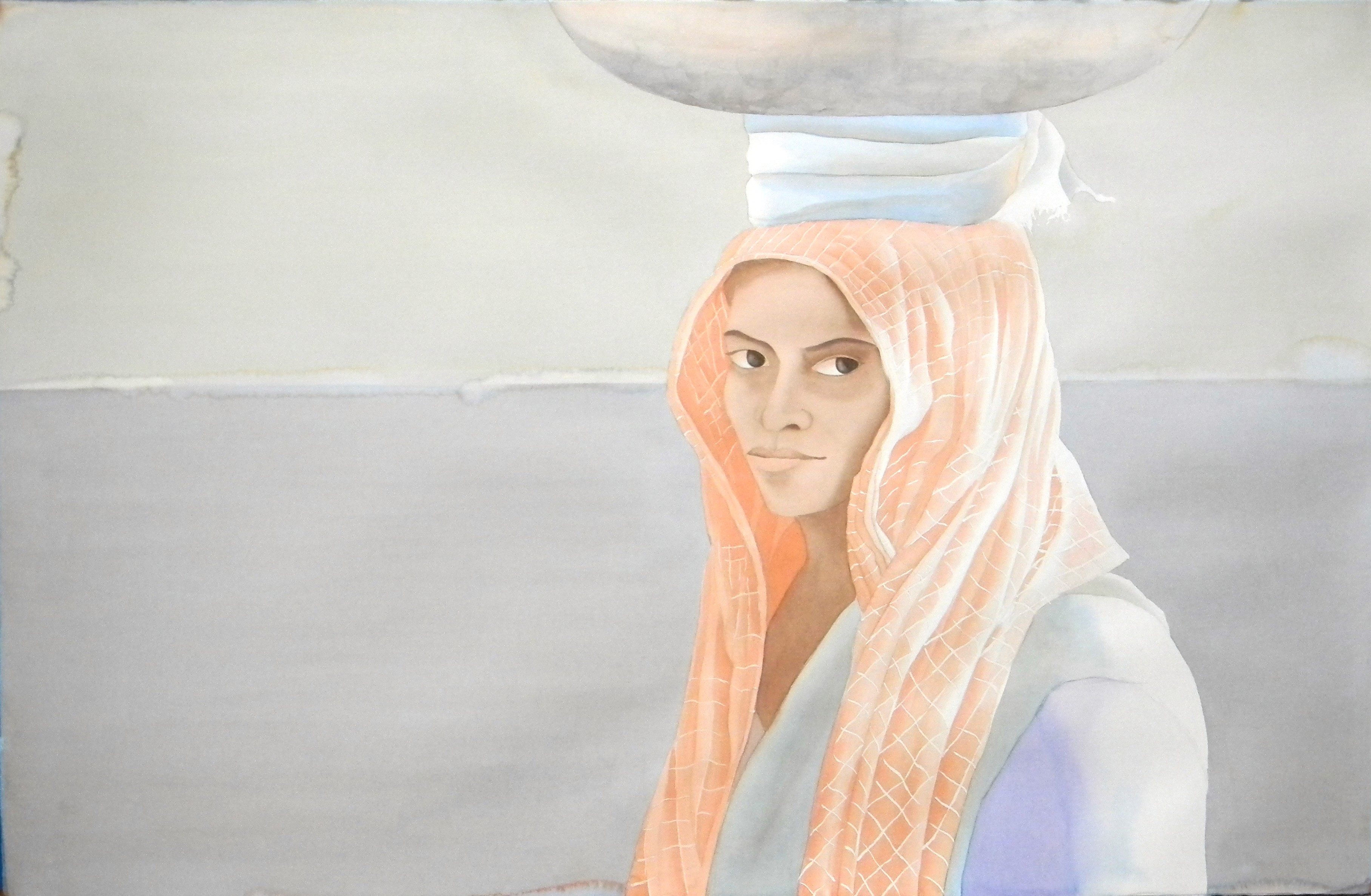 herd of sheep on road painting