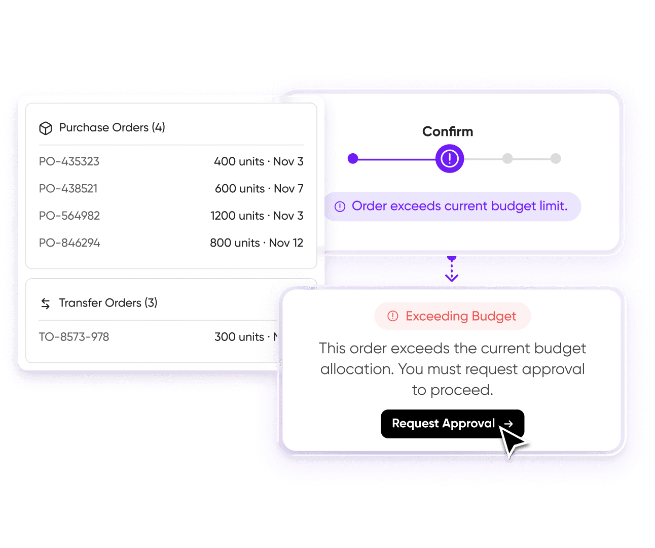 Tightly inventory software account balance graph with $5,630 shown and a limit reminder toggle.