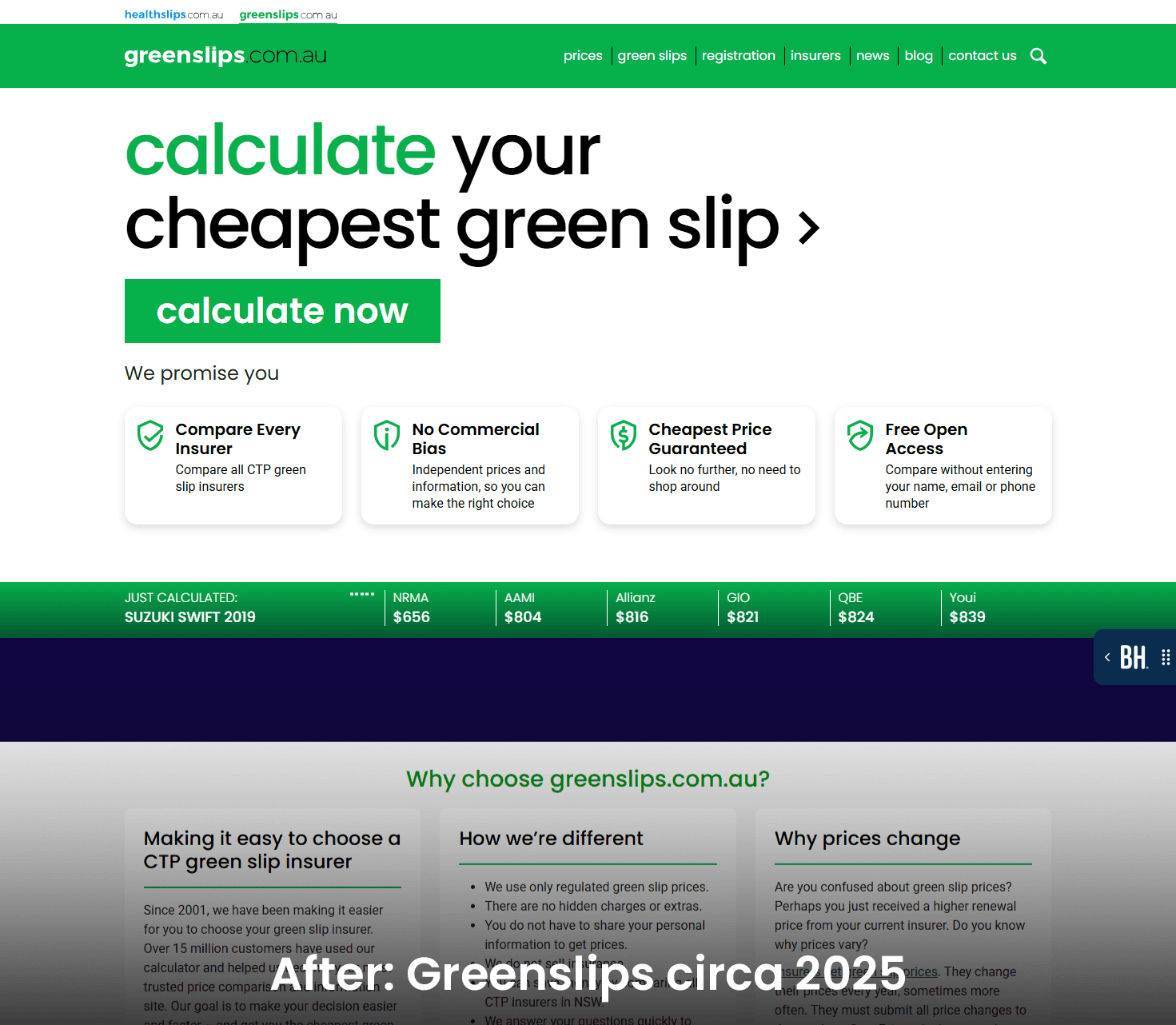 Green slips website after the UX design & UI audit