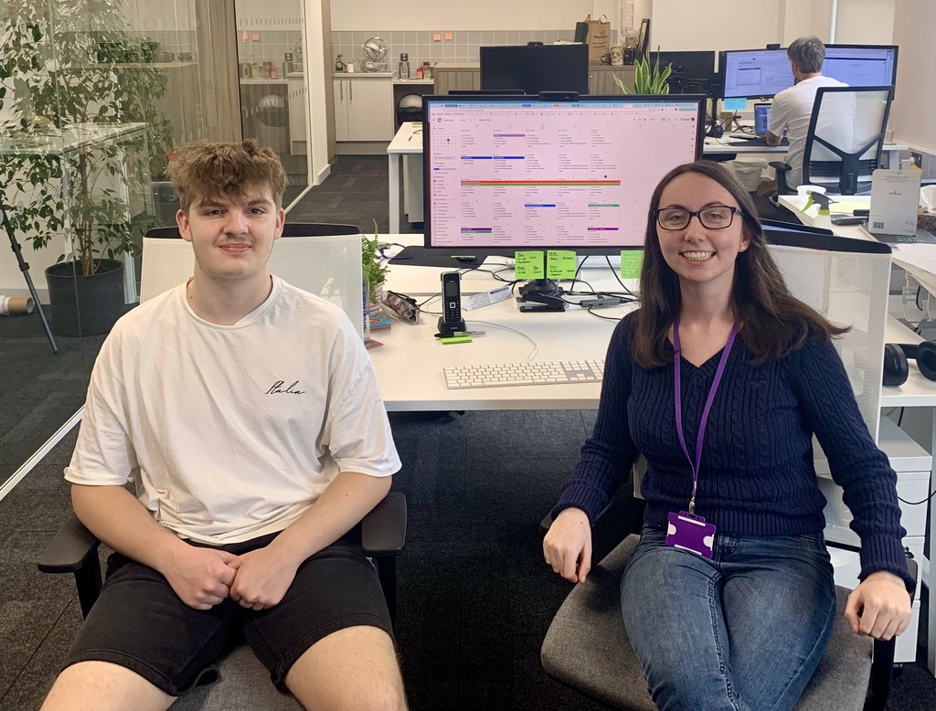 Photo of Victoria with Joshua, a work experience student