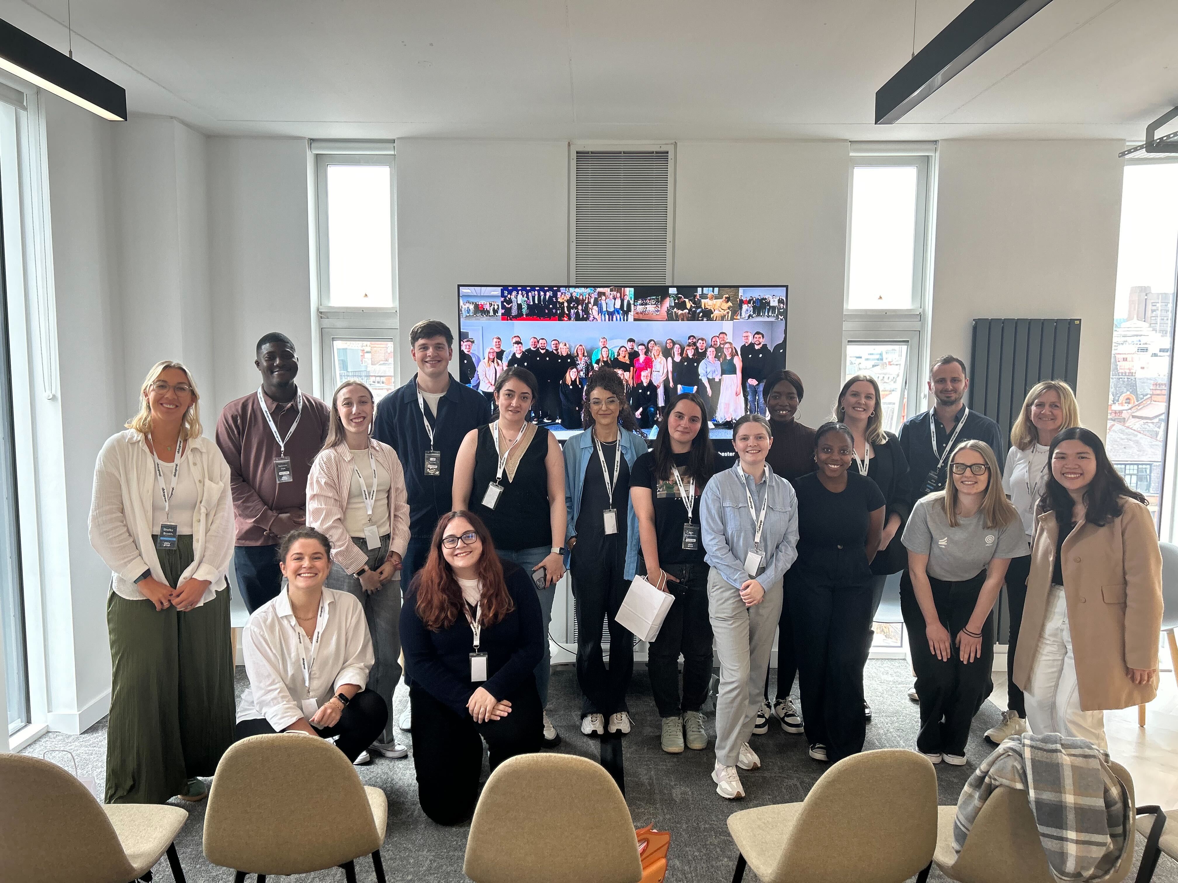 Hero image with abstract blue pattern