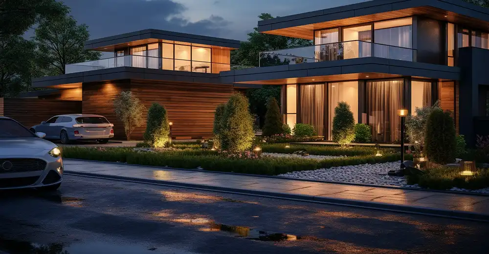Modern home exterior listed for sale