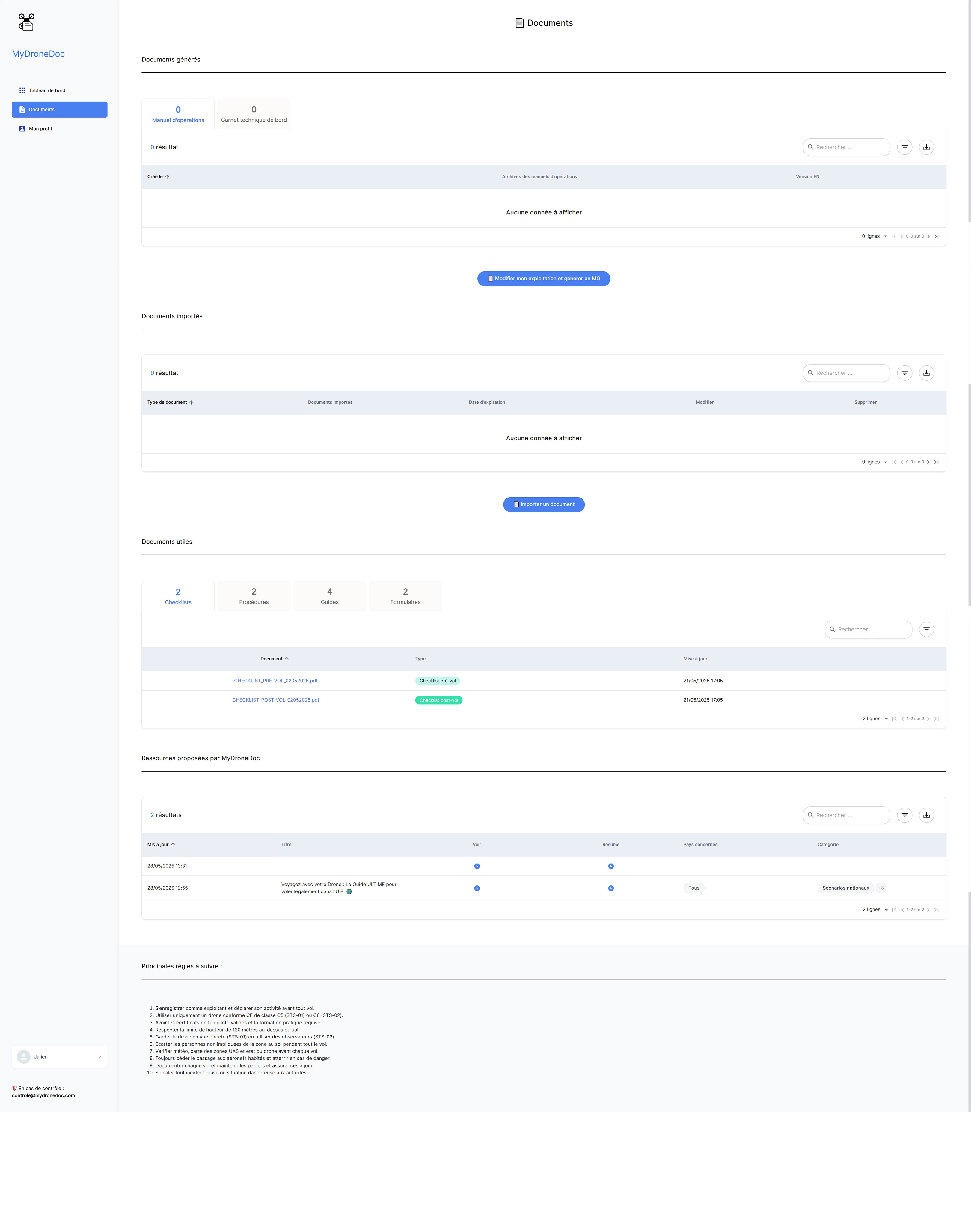 Interface Web Application MyDroneDoc