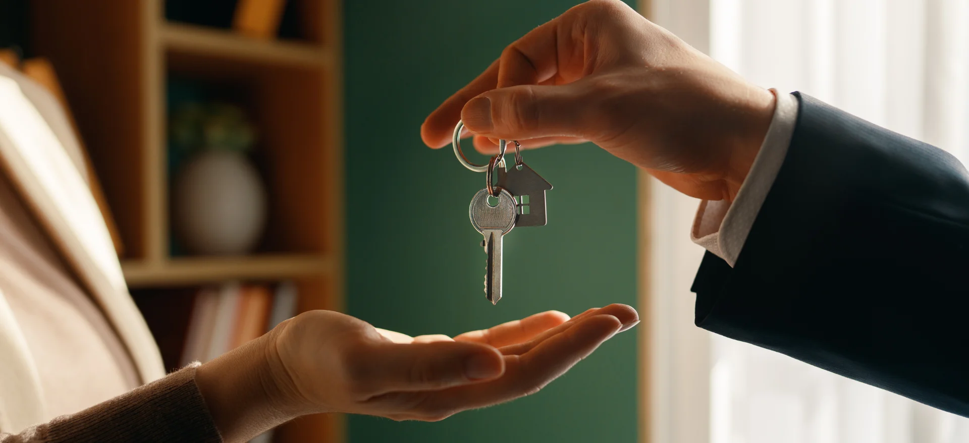 Quelqu'un reçoit les clés d'une maison