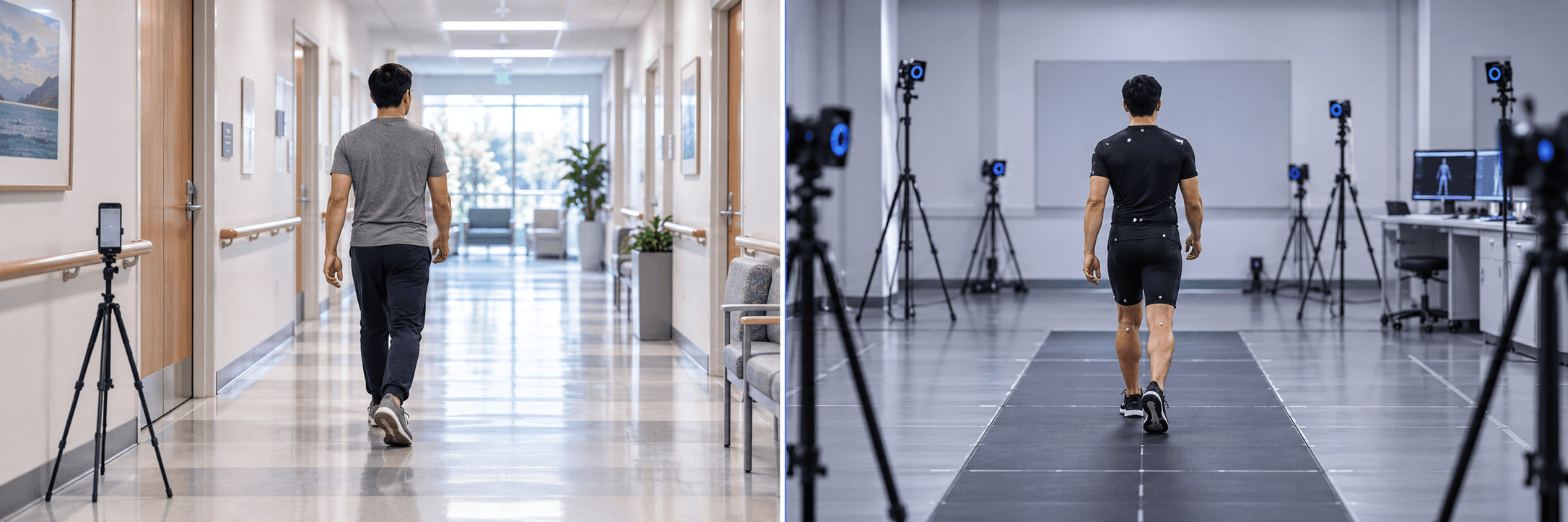 Side-by-side gait assessment comparing Momentum Spine and Vicon motion capture