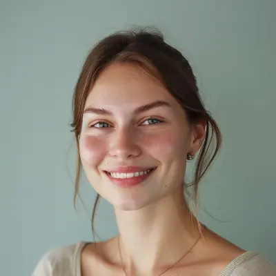 Brunette woman smiling, natural light, landscaping client testimonial portrait