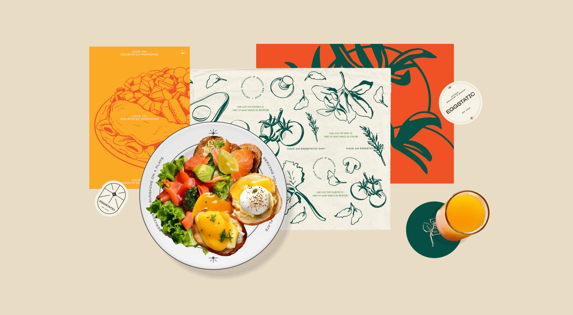 breakfast & brunch restaurant paper bag design