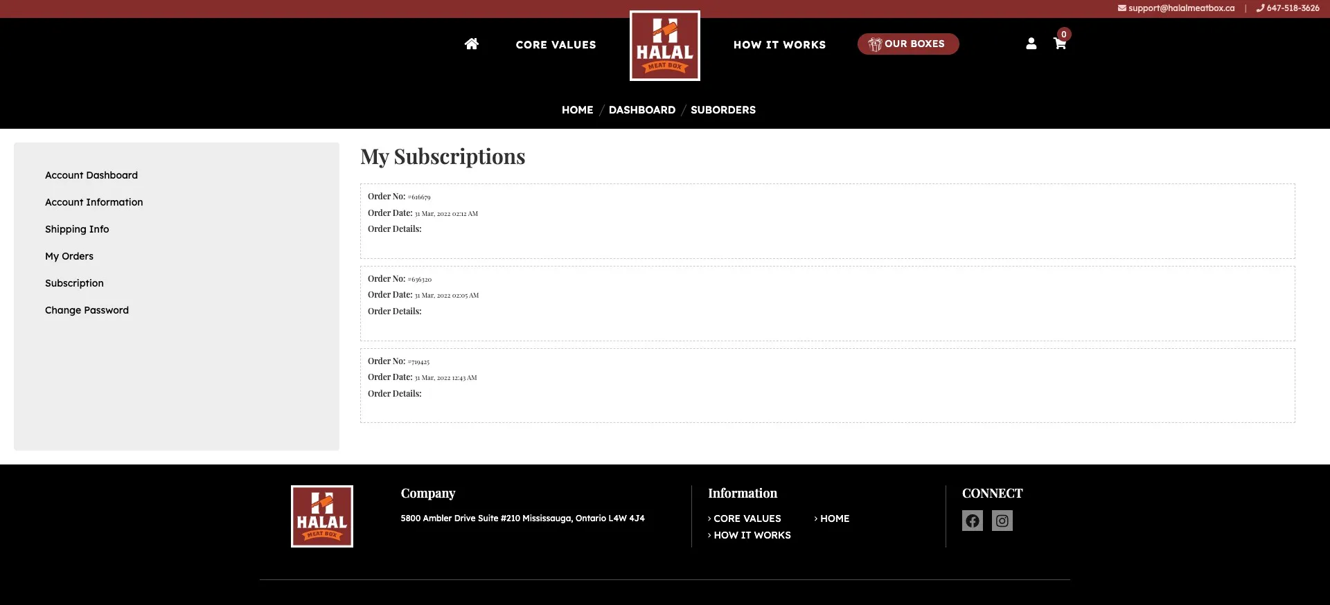 subscribtions page for halal meat box website developed & designed by Dreams Agency Mississauga, Ontario