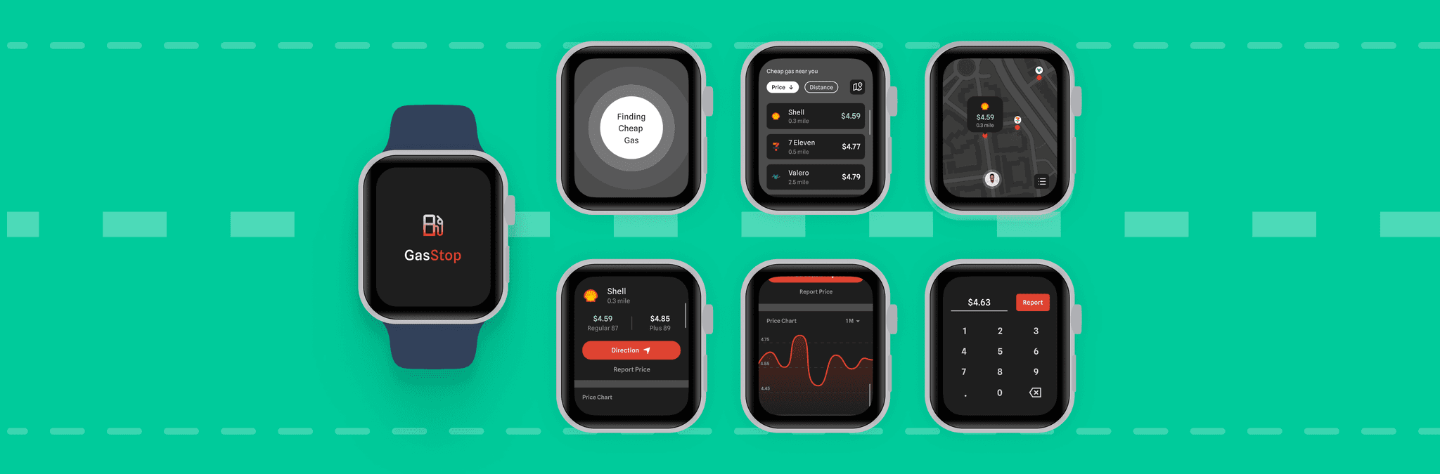 Sneak peak of the project showcasing mockup of smartwatch containing ui screens of different features.