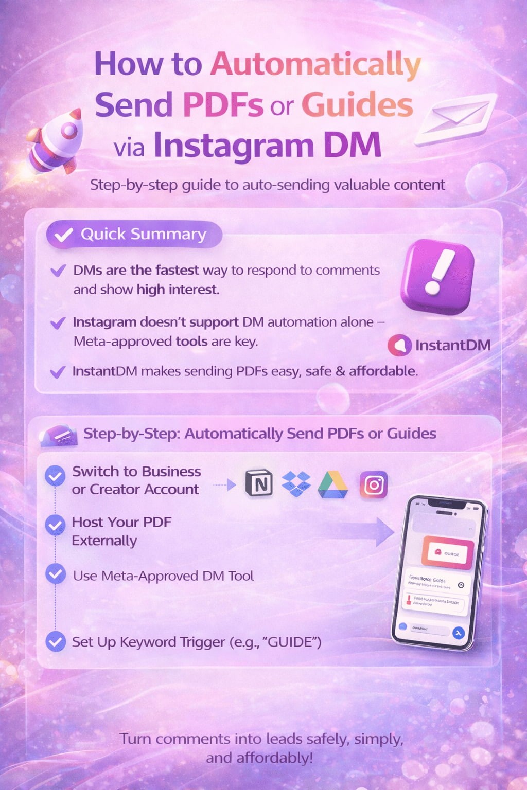 How to automatically send PDFs or guides via Instagram DM